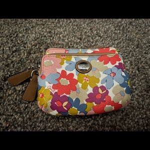 Coach floral card wallet with coin purse